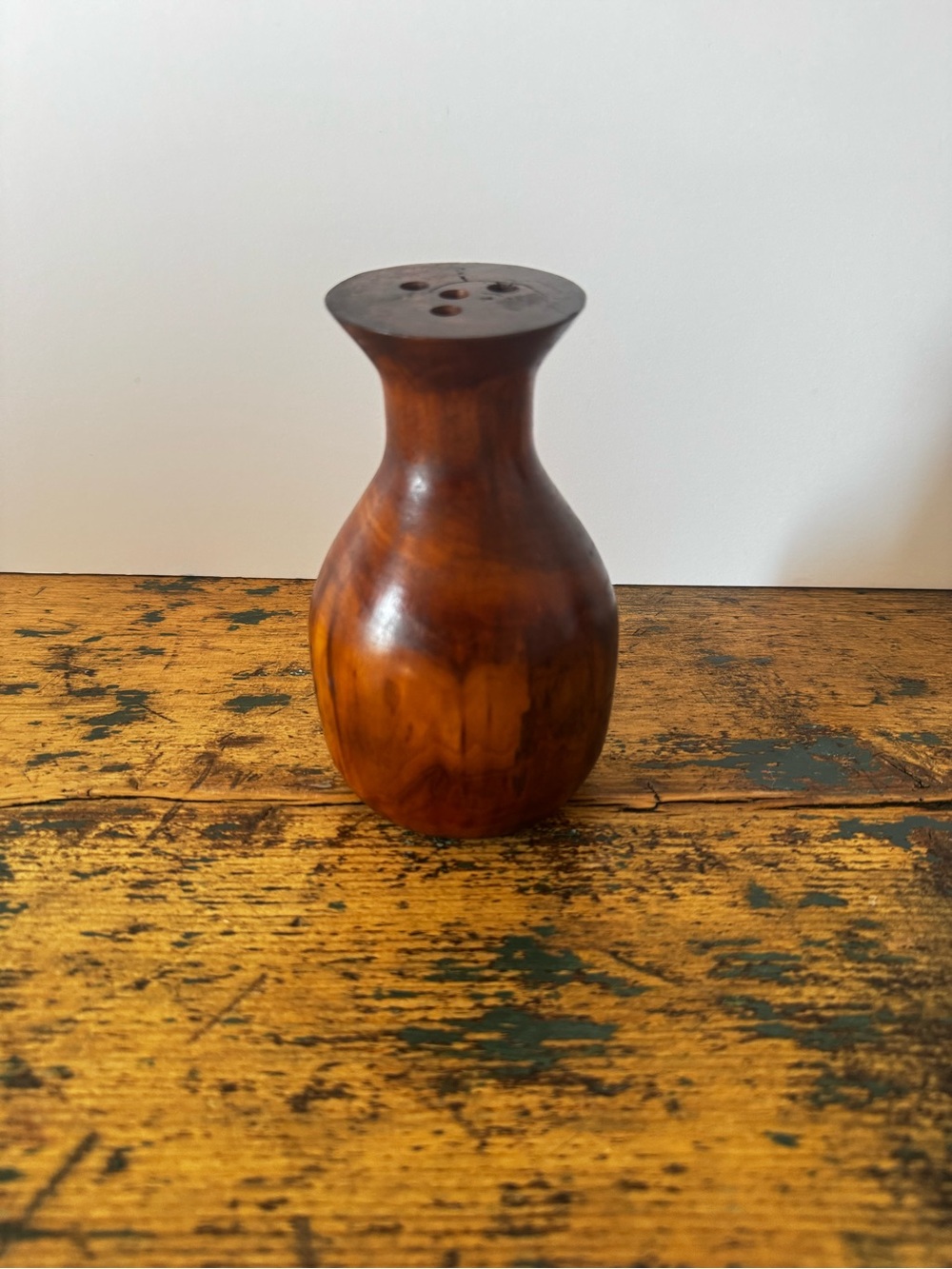 Handcrafted Wooden Bud Vase - Brown